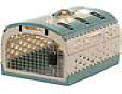 Clear domed pet carrier top provides extra head room and natural light Removable door for total access These small cat carriers assemble quickly and easily Easy to carry with top or side handles Completely collapsible for easy storage