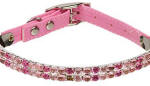 Petmate Aristocat Adjustable Pink Leather Rhinestone Elastic Cat Collar