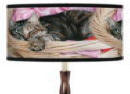 Laundry Day Cat Giclee Walnut Twist Table Lamp