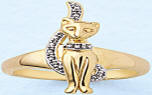 14K Gold over Sterling Genuine Diamond Cat Ring 5