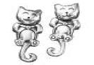 Sterling Silver Dancing Cat Stud Earrings with Swing Body